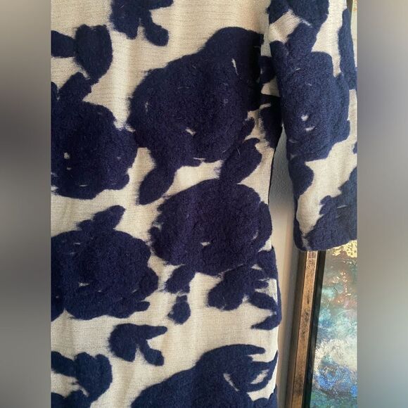 Reiss  Mini Dress Leila Size 6 Wool blended Navy & Cream Gold Floral - Picture 5 of 16